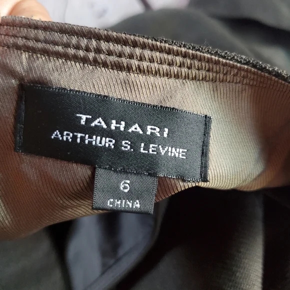 Tahari Arthur S Levine Olive Green Midi Dress Belted Short Sleeves Career Office - Picture 7 of 13